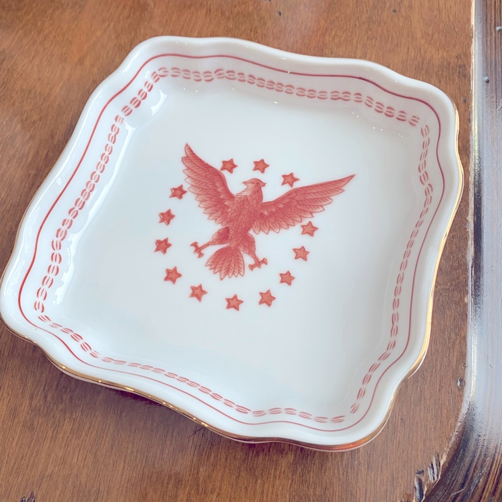 3 Vintage Ethan Allen 4.75” Square Eagle Tray 13 Stars Art American Traditional
